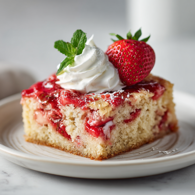 Strawberry vanilla dump cake for holiday desserts