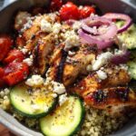 Lemon Garlic Greek Chicken Bowl with Fresh Veggies