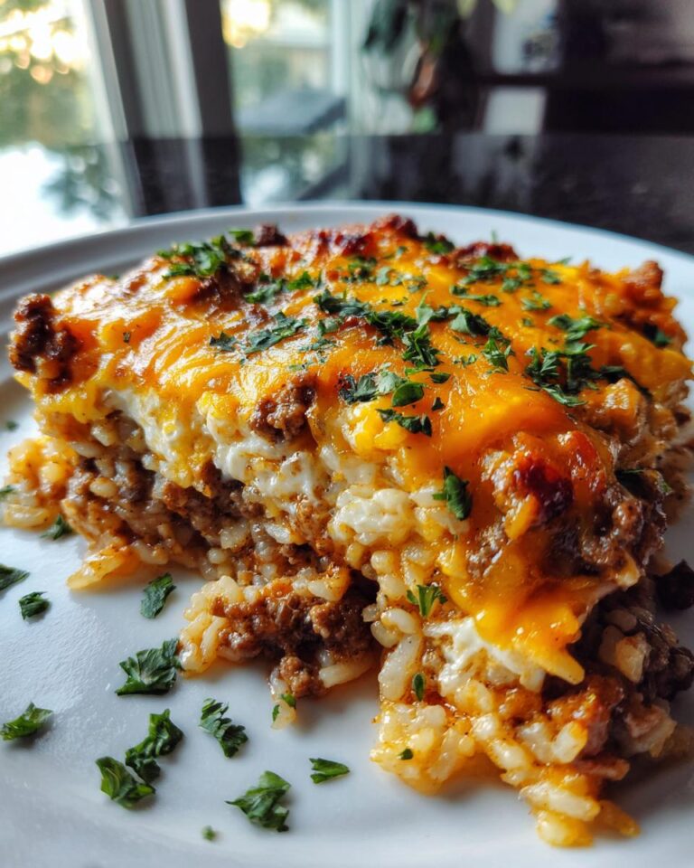 Cheesy Ground Beef and Rice Casserole