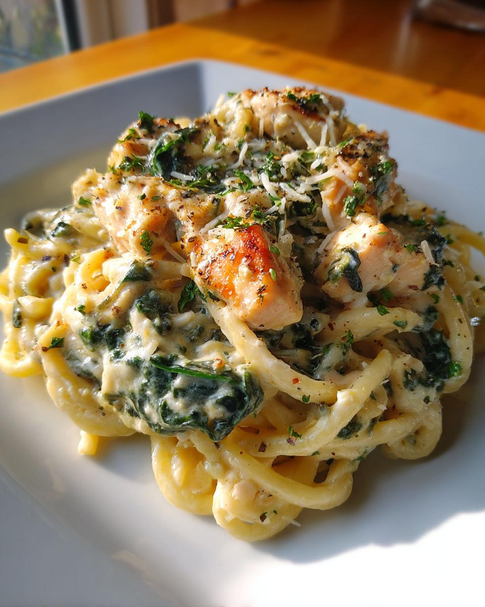 Chicken Spinach Cream Sauce Pasta - detail 1