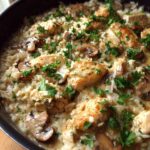 Creamy Mushroom Chicken and Rice Skillet