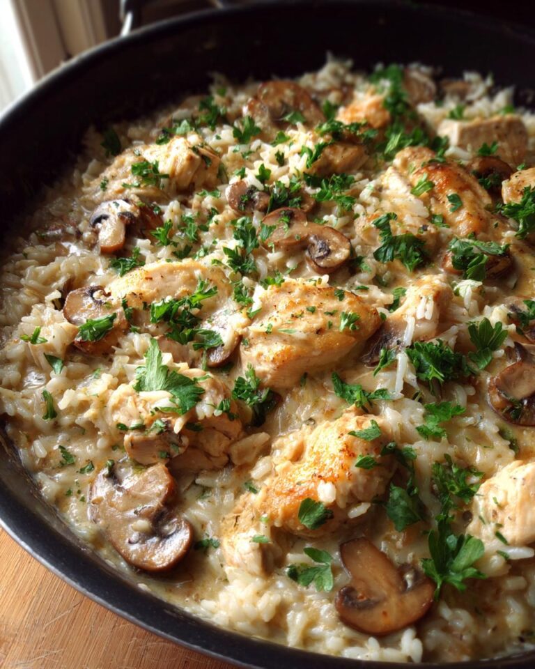 Creamy Mushroom Chicken and Rice Skillet