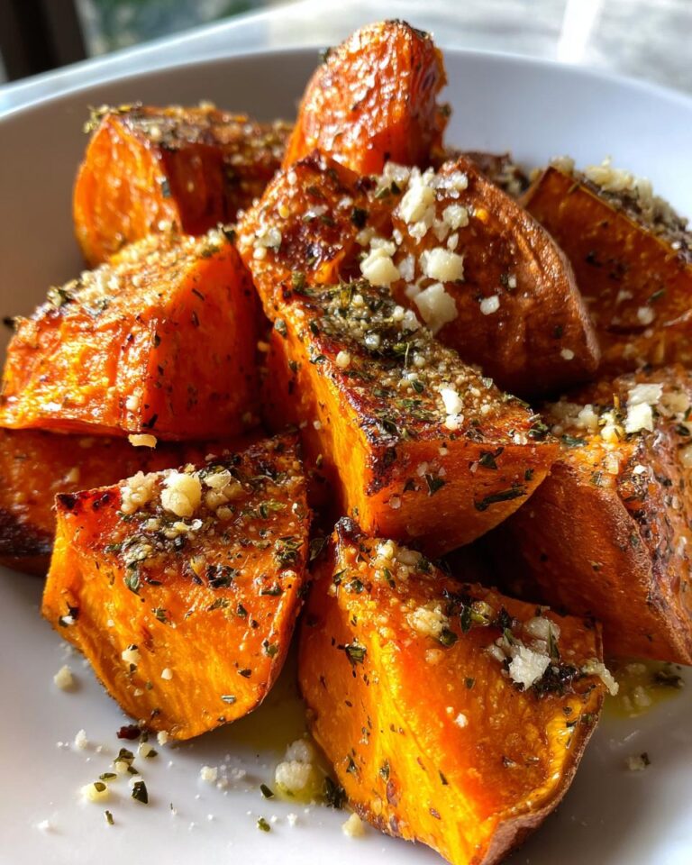 Garlic Roasted Sweet Potatoes parmesan version