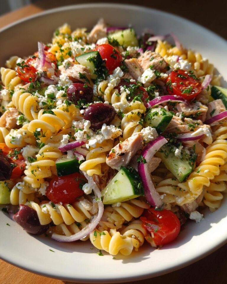 Greek Chicken Pasta Salad with Lemon