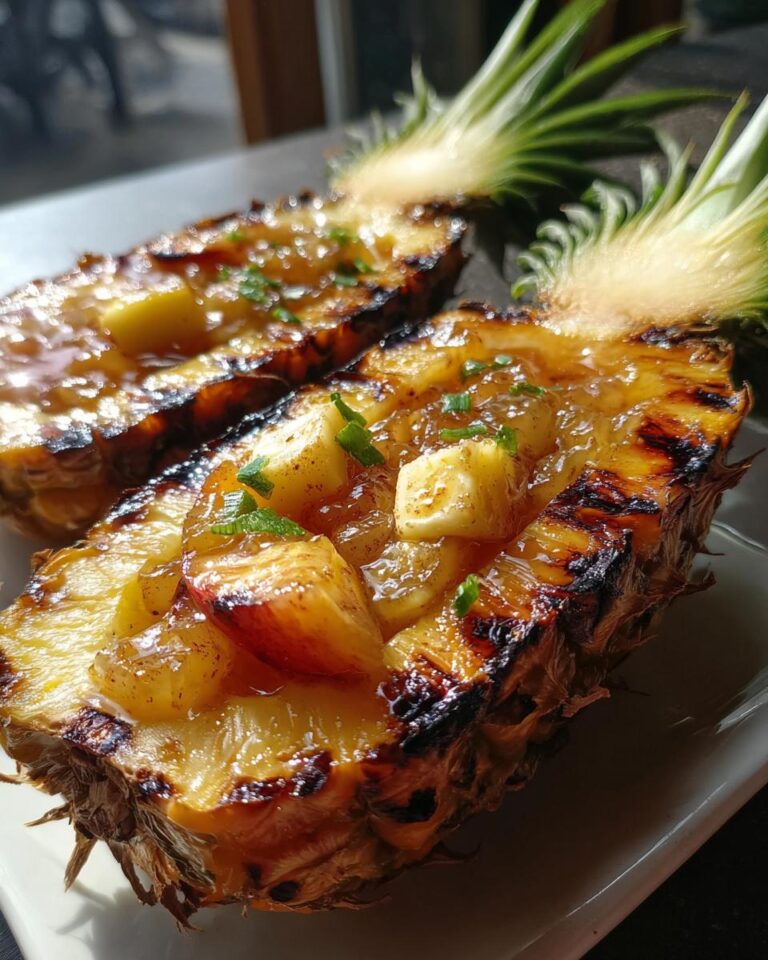 Grilled Pineapple Boats with Peaches