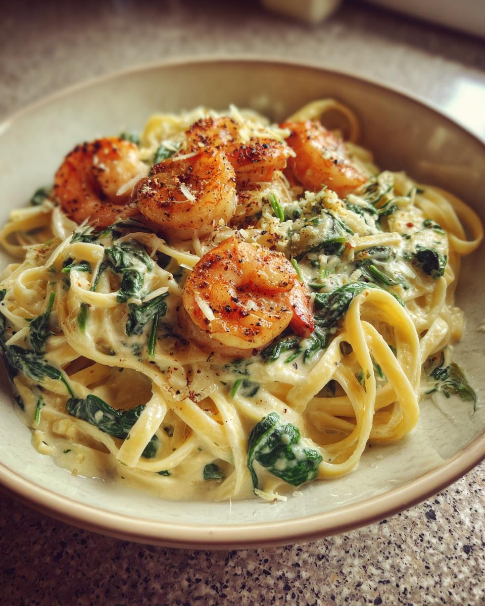 Shrimp and Spinach Creamy Pasta - detail 1