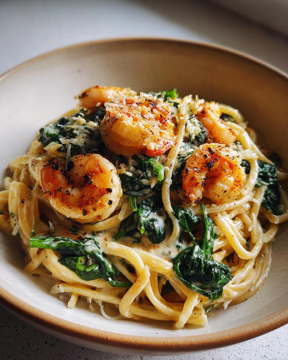 Shrimp and Spinach Creamy Pasta - detail 2